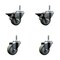 Service Caster 3'' Gray Poly Wheel Swivel 7/16'' Grip Ring Stem Caster Set 2 Brakes, 4PK SCC-GR20S314-PPUB-PLB-716138-2-S-2 - alternate 1
